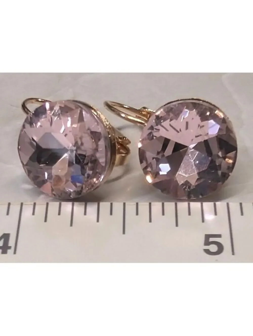New 14K GP Gold PLated Round Ballerina Pink Faceted Austrian Crystal Earrings